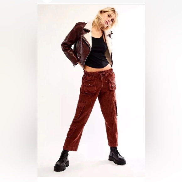 Free People Pants - New Free People Tahiti Cord Cargo Pants Slouchy Drawstring - Womens size XS